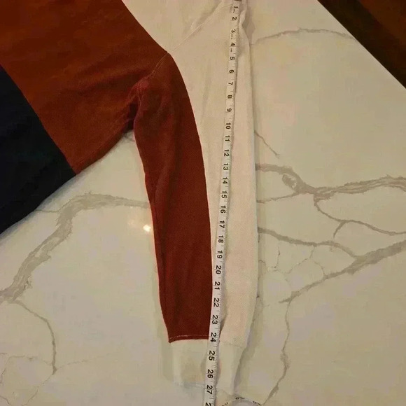 Oda Mens Color Block Causual Crewneck Sweatshirt Blue Cream Red Size XXXL - Picture 6 of 8